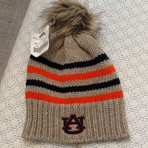 Auburn University Pom-Pom Beanie - Tan, Orange, and Black(dark navy)